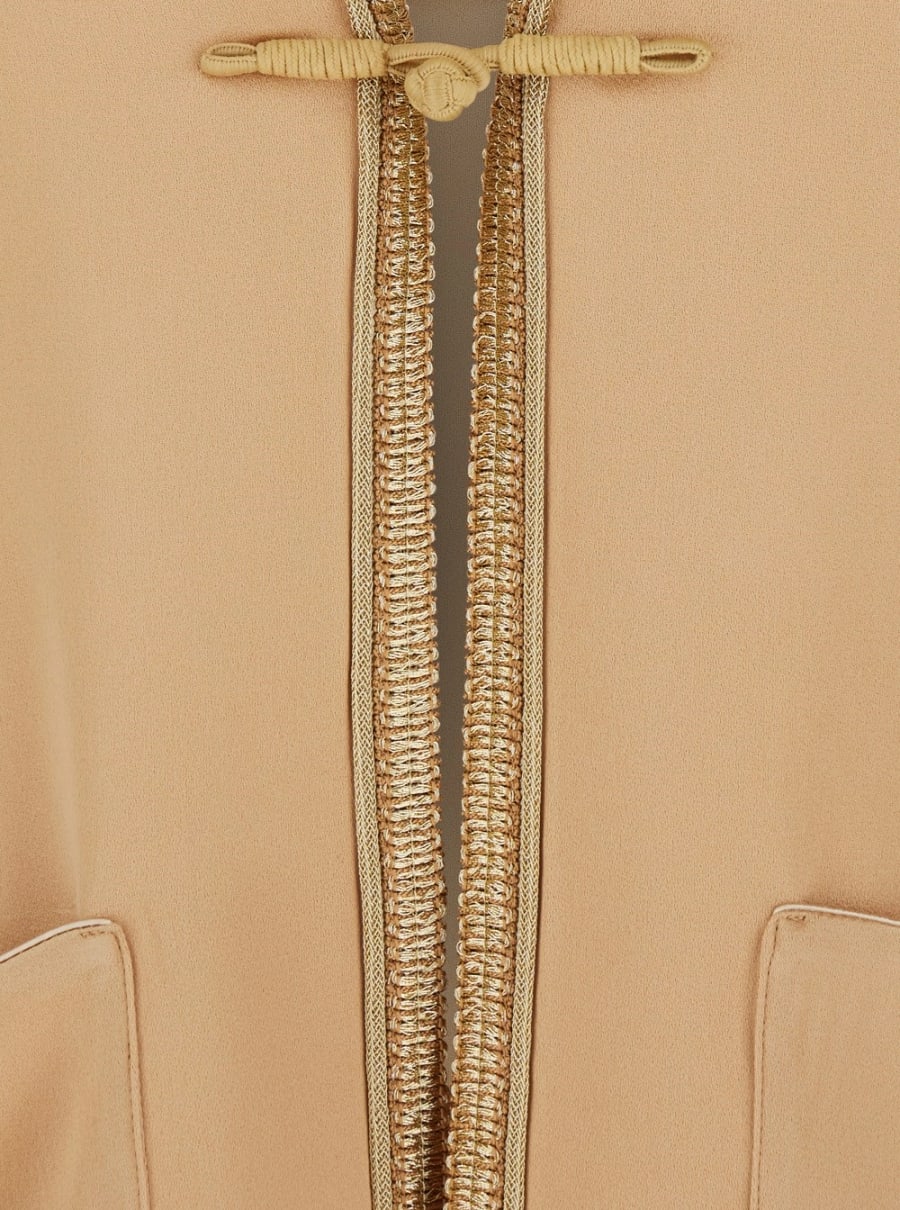 Forte_Forte Giacca con Rifiniture a Contrasto e Chiusura ad Alamari sul Fronte in Misto Viscosa Beige Donna, view 3