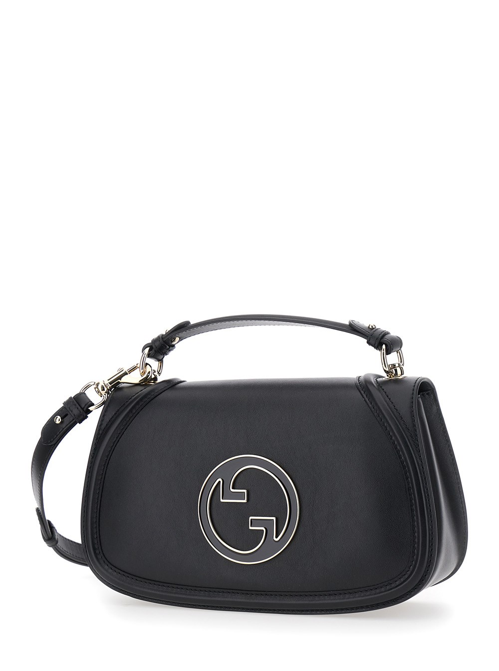 Gucci Borsa a Mano 'Blondie' con Placca Logo GG sul Fronte in Pelle Nera Donna, view 2