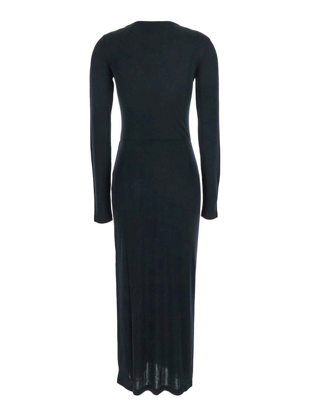 Marant etoile Abito Midi 'Jelina' con Scollo Rotondo e Dettaglio con Ruches in Modal Stretch Nero Donna, view 2
