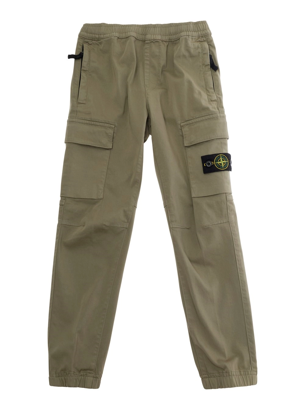 Stone island kids Pantaloni con due tasche cargo sul fronte e patch logo sul fronte in tessuto tecnico beige bambino