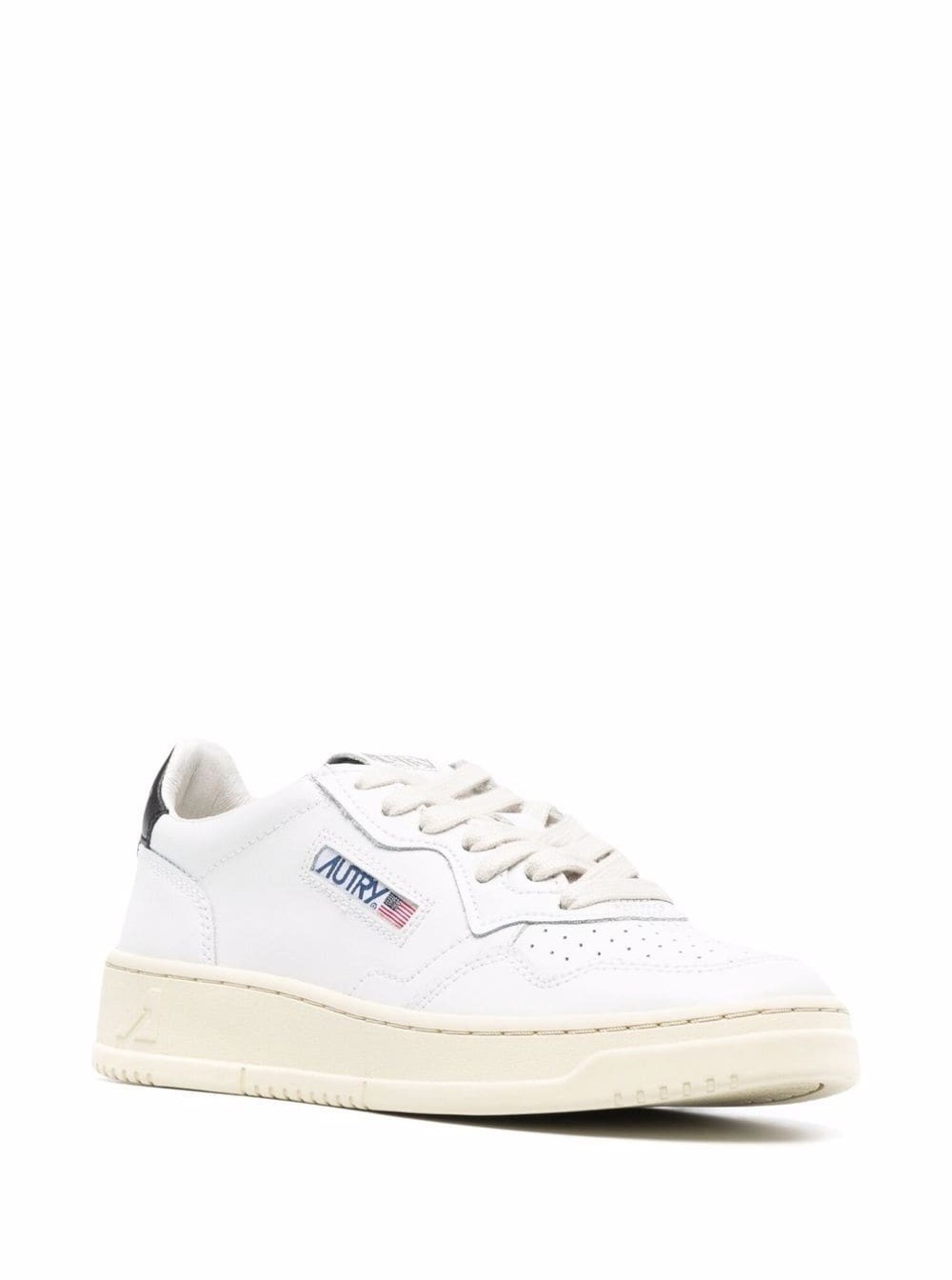 Autry Sneaker in Pelle Bianca con Talloncino Nero Autry Donna, view 2