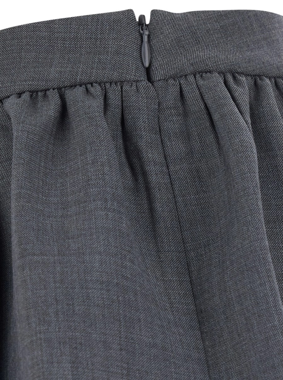 Shushu/tong Gonna 'Tuck Detail Pleated Skirt' Grigia con Pieghe e Dettagli a Righe in Lana e Poliestere Donna, view 3