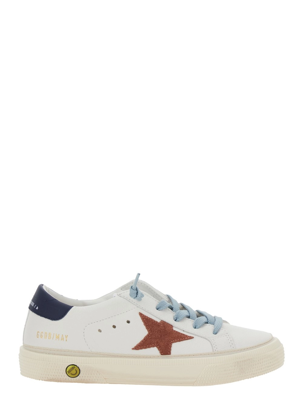 Golden goose kids Sneaker 'May' Low Top con Patch Stella sul Lato e Patch Logo sulla Linguetta in Pelle Bianca Bambino