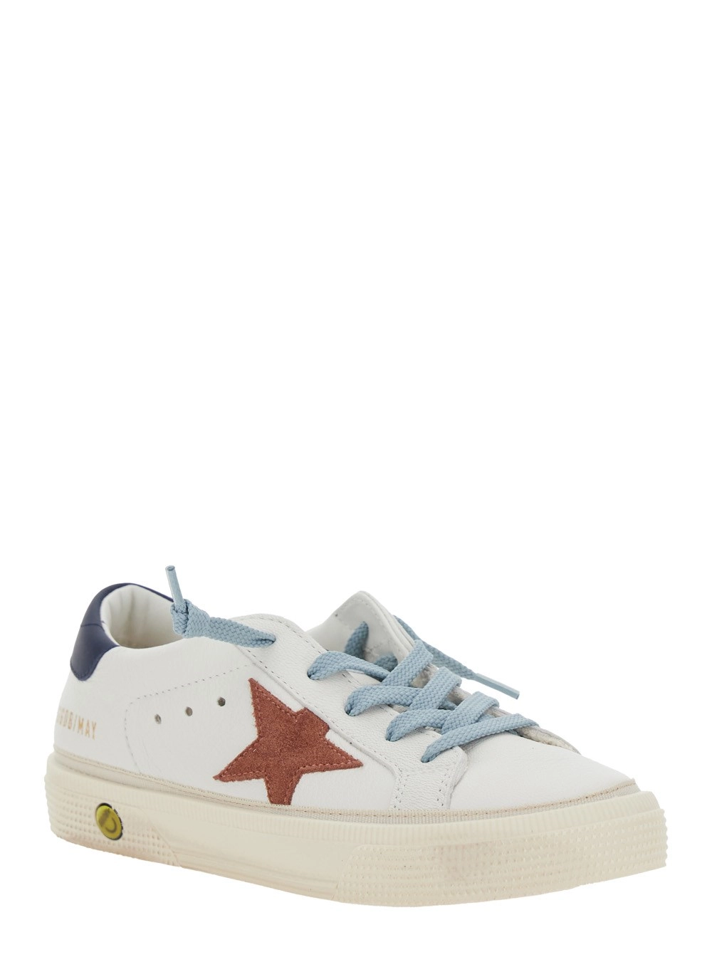 Golden goose kids Sneaker 'May' Low Top con Patch Stella sul Lato e Patch Logo sulla Linguetta in Pelle Bianca Bambino, view 2