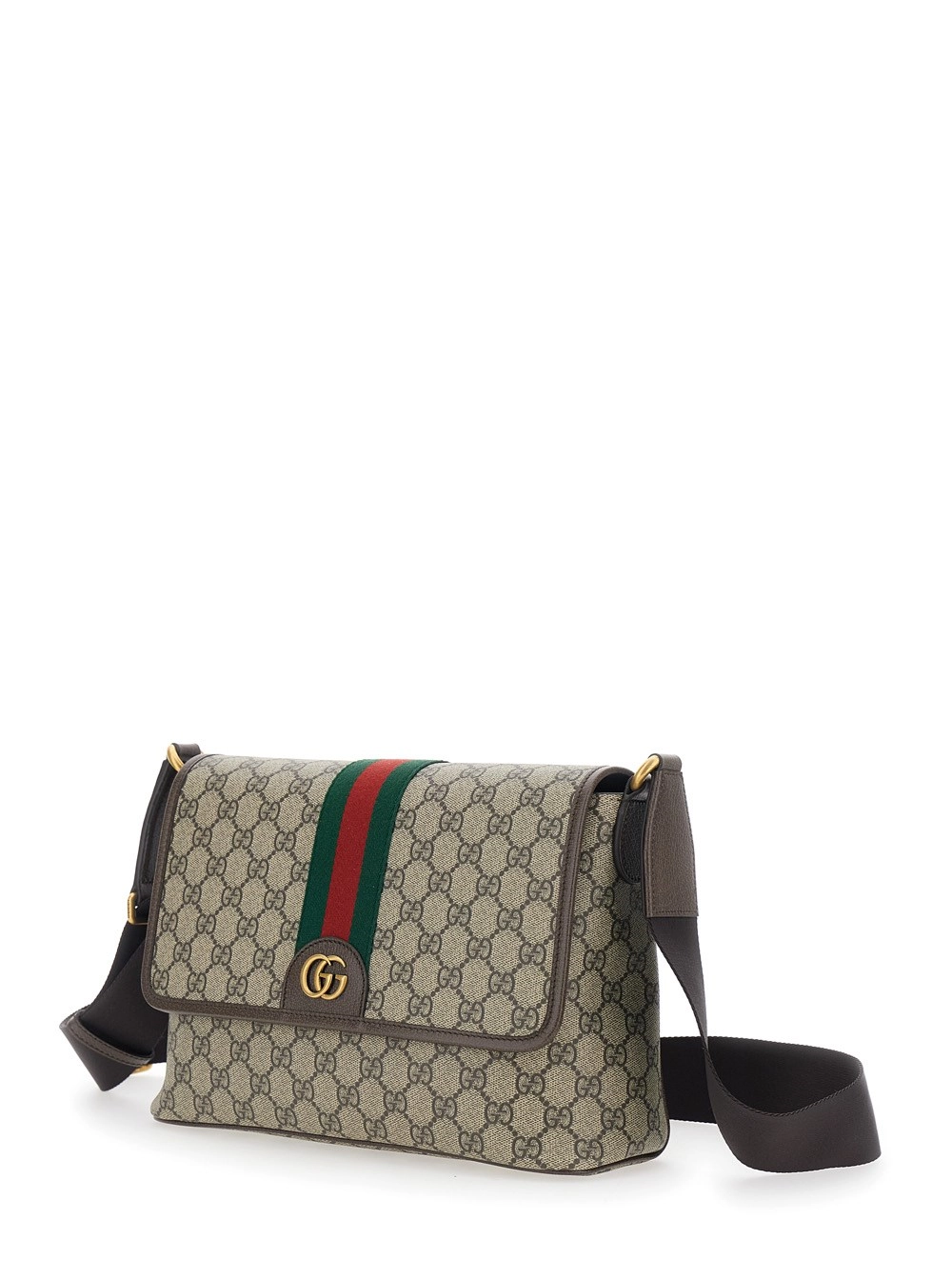 Gucci Borsa a Tracolla "OPHIDIA" con Dettagli in Tessuto Tecnico GG Canvas Beige Uomo, view 2
