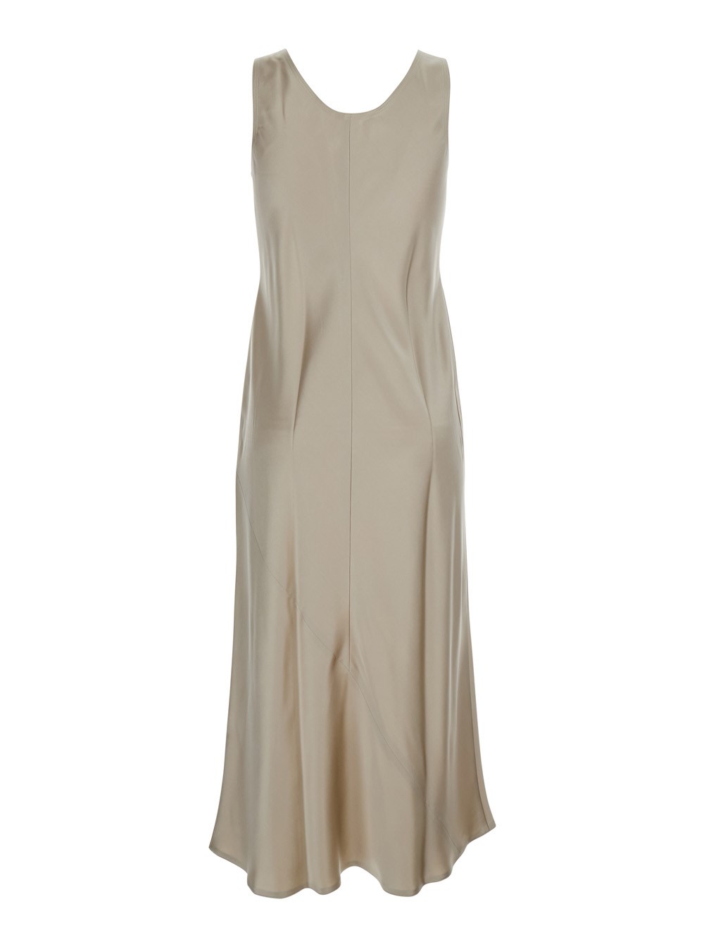 Max Mara Abito 'Banji' con Fondo Asimmetrico in Seta Beige Donna, view 2
