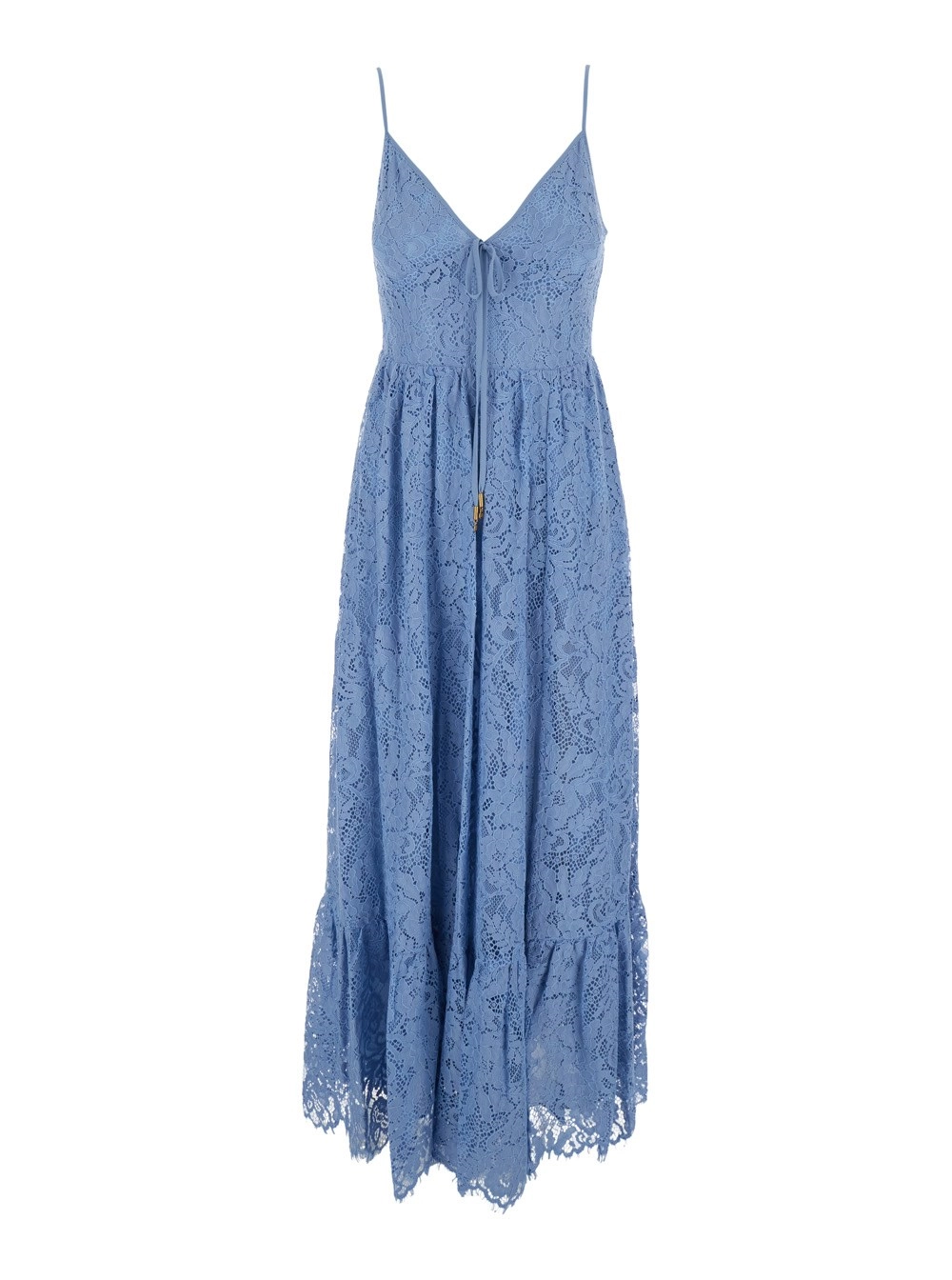 Michael michael kors Abito lungo con scollo a V e design in pizzo in misto cotone azzurro donna