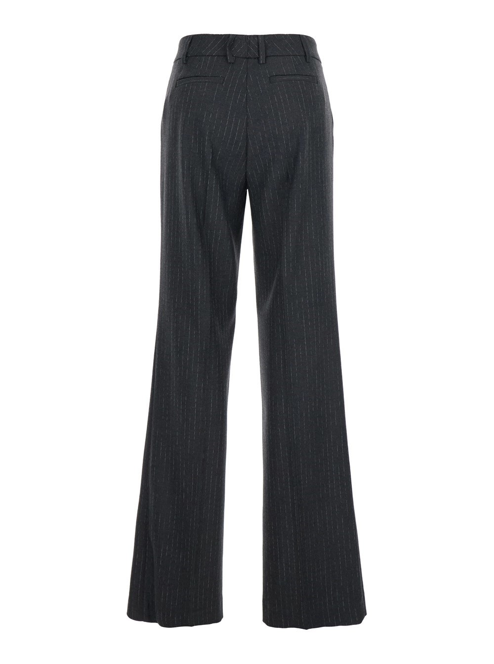 Leplain Pantalone con Passanti per Cintura e Motivo a Righe All-Over in Misto Lana Grigio Donna, view 2