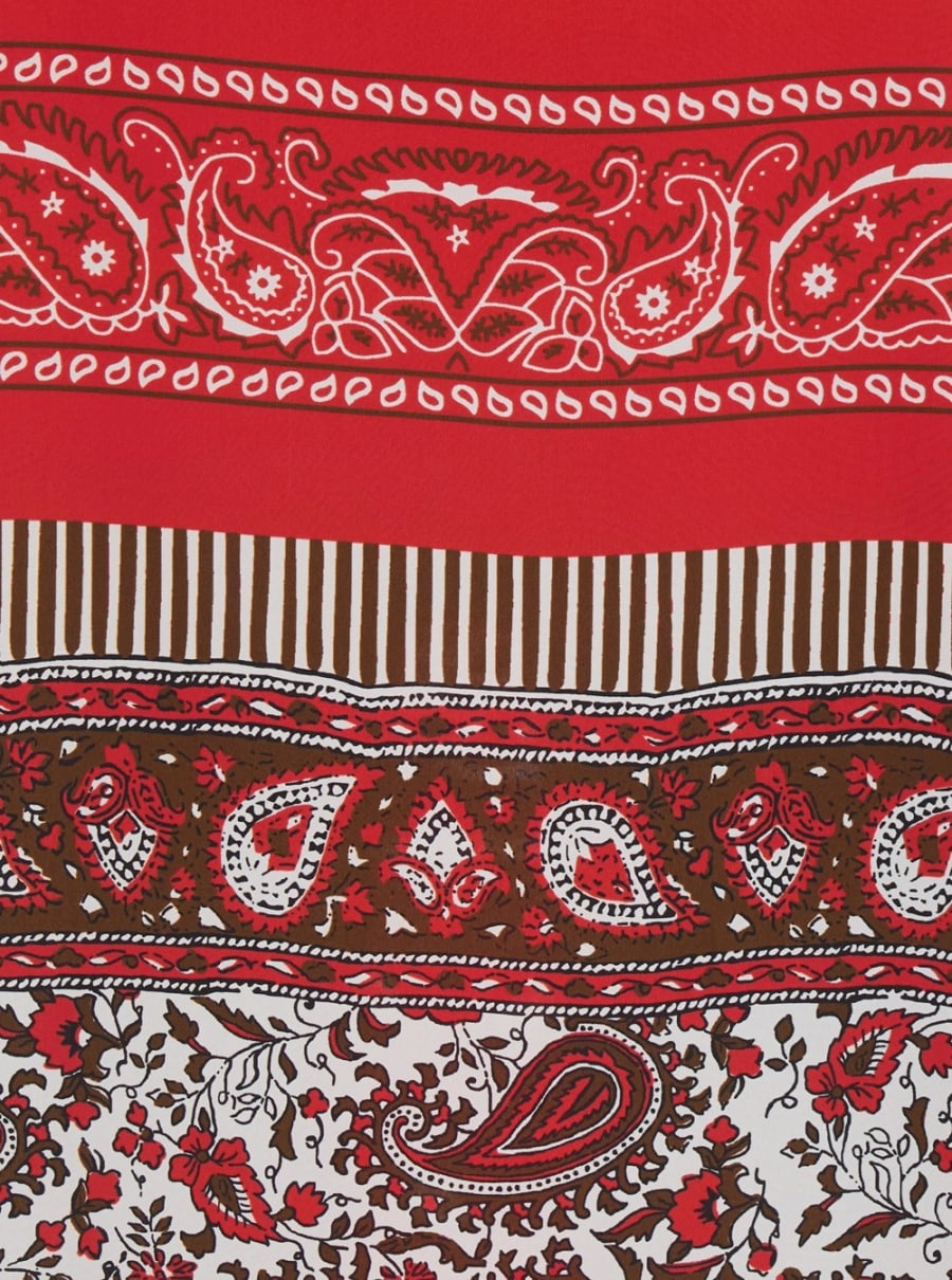 P.A.R.O.S.H. Caftano con Scollo a V e Motivo Bandana All-Over in Seta Rosso Donna, view 3