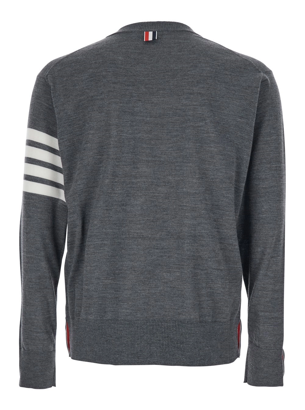 Thom Browne Pullover Girocollo con Dettaglio 4-Bar in Lana Vergine Grigio Uomo, view 2