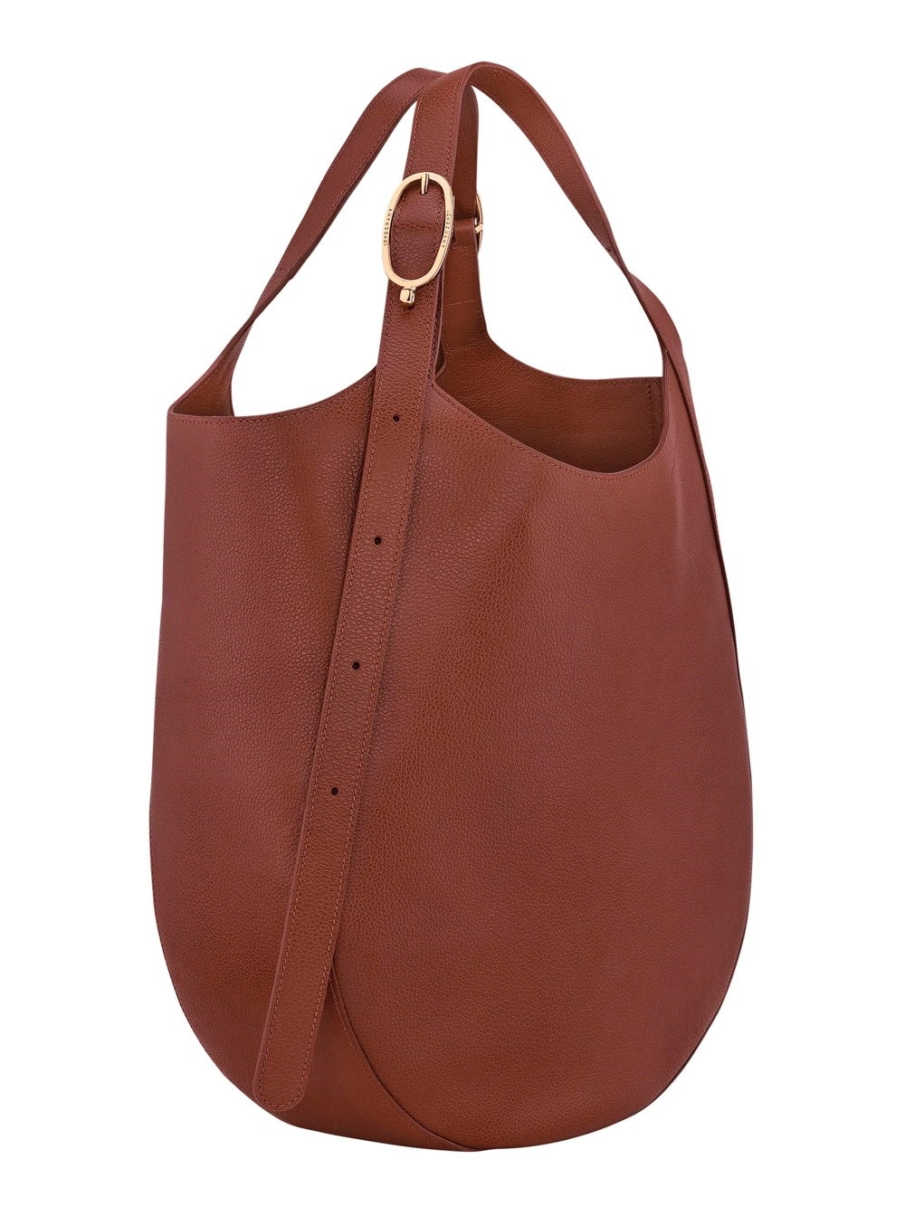 Longchamp Borsa a Spalla 'Le Foulonné' con Manico con Fibbia Regolabile in Pelle Marrone Donna, view 2
