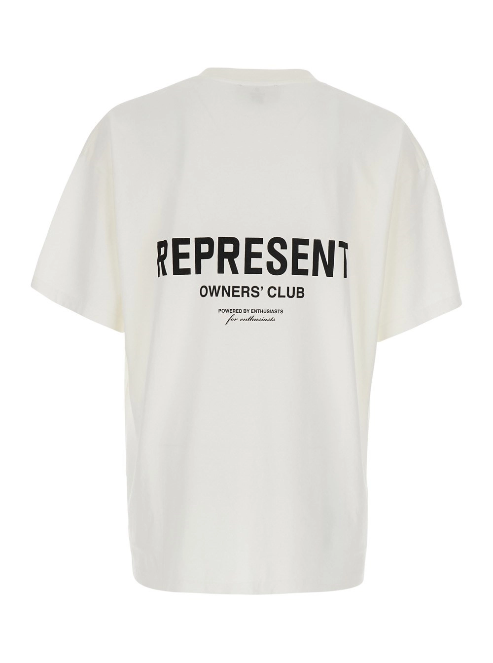 Represent T-shirt girocollo con logo lettering su fronte e retro in cotone bianca uomo, view 2