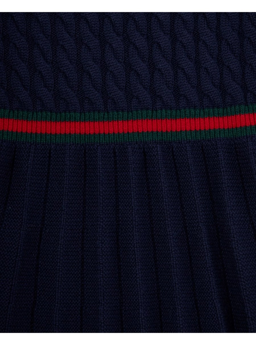 Gucci kids Abito con Scollo Rotondo e Dettaglio Web in Lana Blu Bambina, view 3