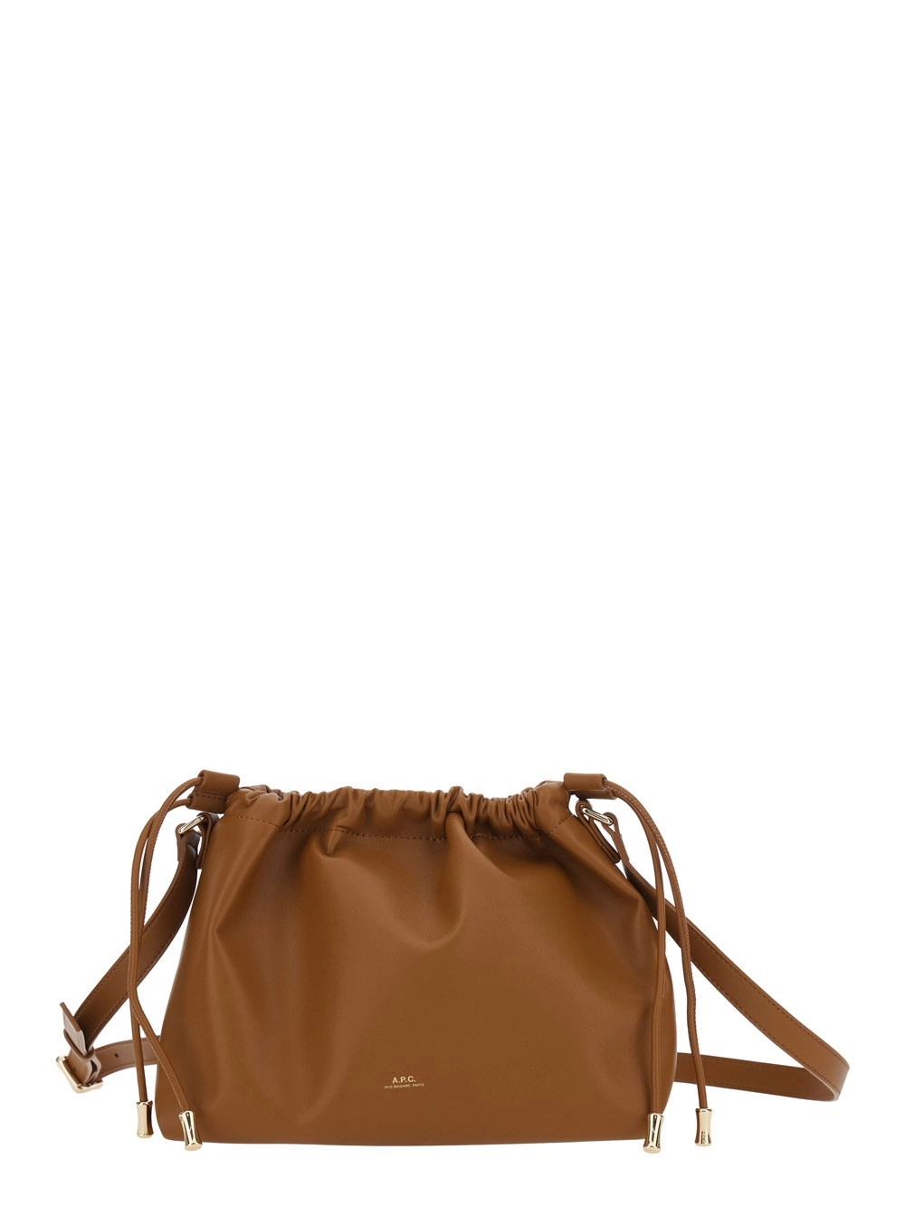A.P.C. Borsa a Tracolla 'Ninon' con Coulisse e Logo Lettering in Eco Pelle Marrone Donna