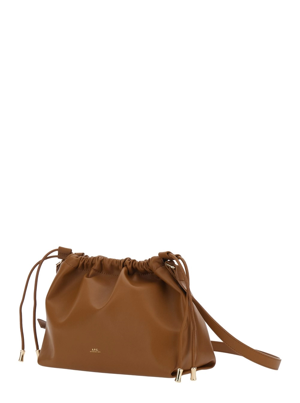 A.P.C. Borsa a Tracolla 'Ninon' con Coulisse e Logo Lettering in Eco Pelle Marrone Donna, view 2