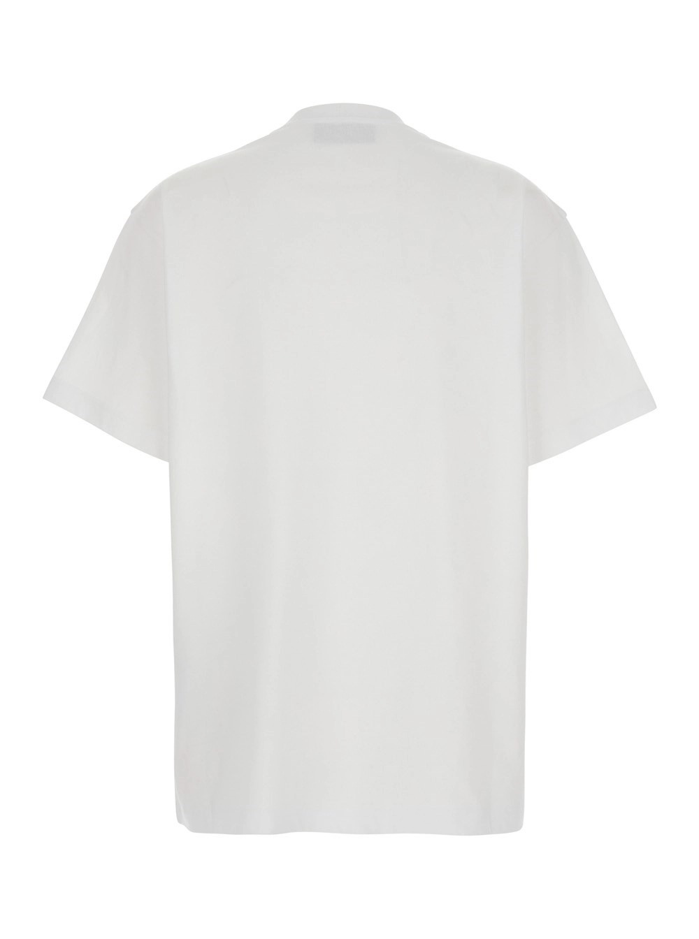 Gucci T-Shirt Girocollo con Ricamo Morsetto Tono su Tono sul Fronte in Cotone Bianca Donna, view 2