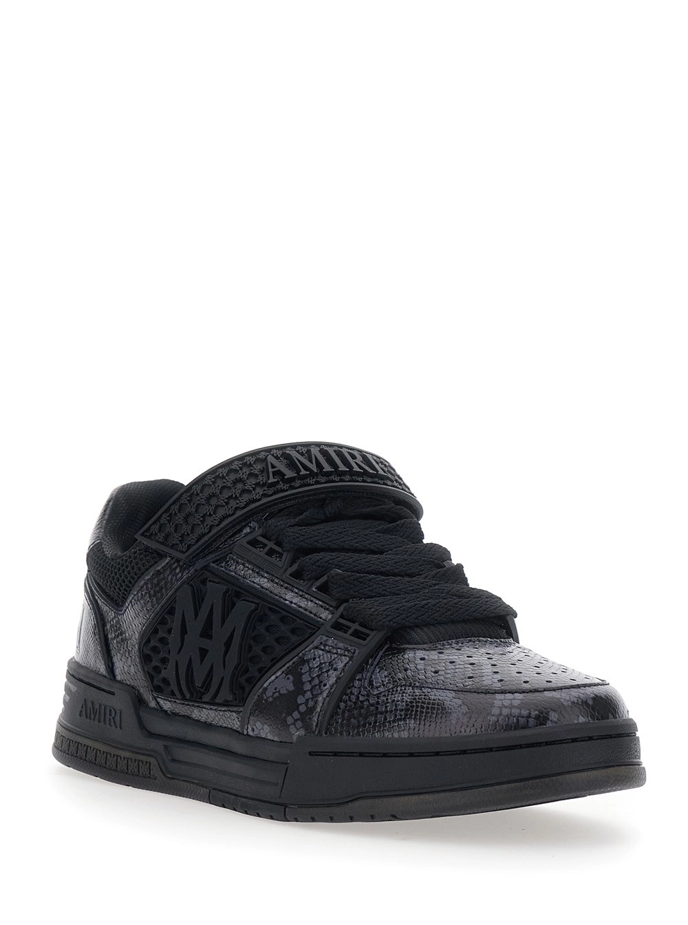Amiri Sneakers Nere con Dettagli in Pelle e Suola in Gomma, view 2