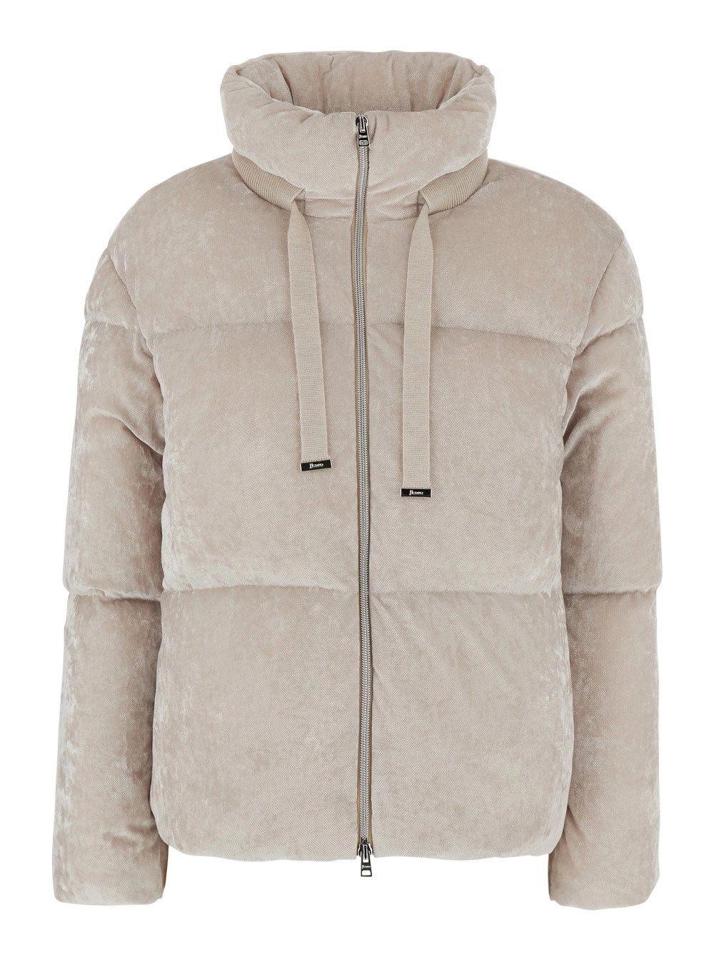 Herno Giubbotto con collo alto e maniche lunghe in Tessuto effetto velluto Beige donna