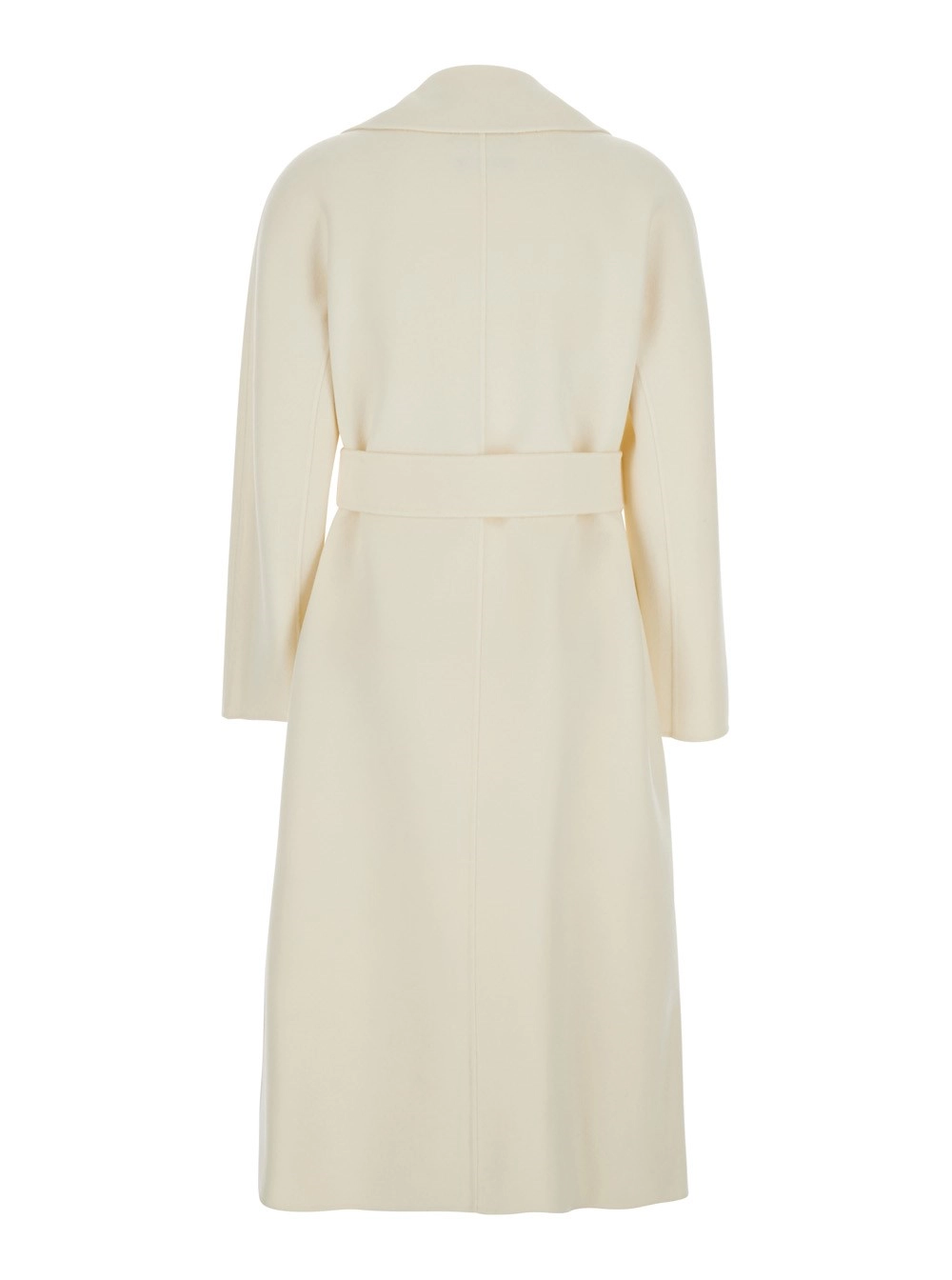 Max Mara Studio Cappotto 'Cles' Bianco con Colletto a Revers e Chiusura con Cintura Regolabile in Misto Lana e Cashmere Donna, view 2