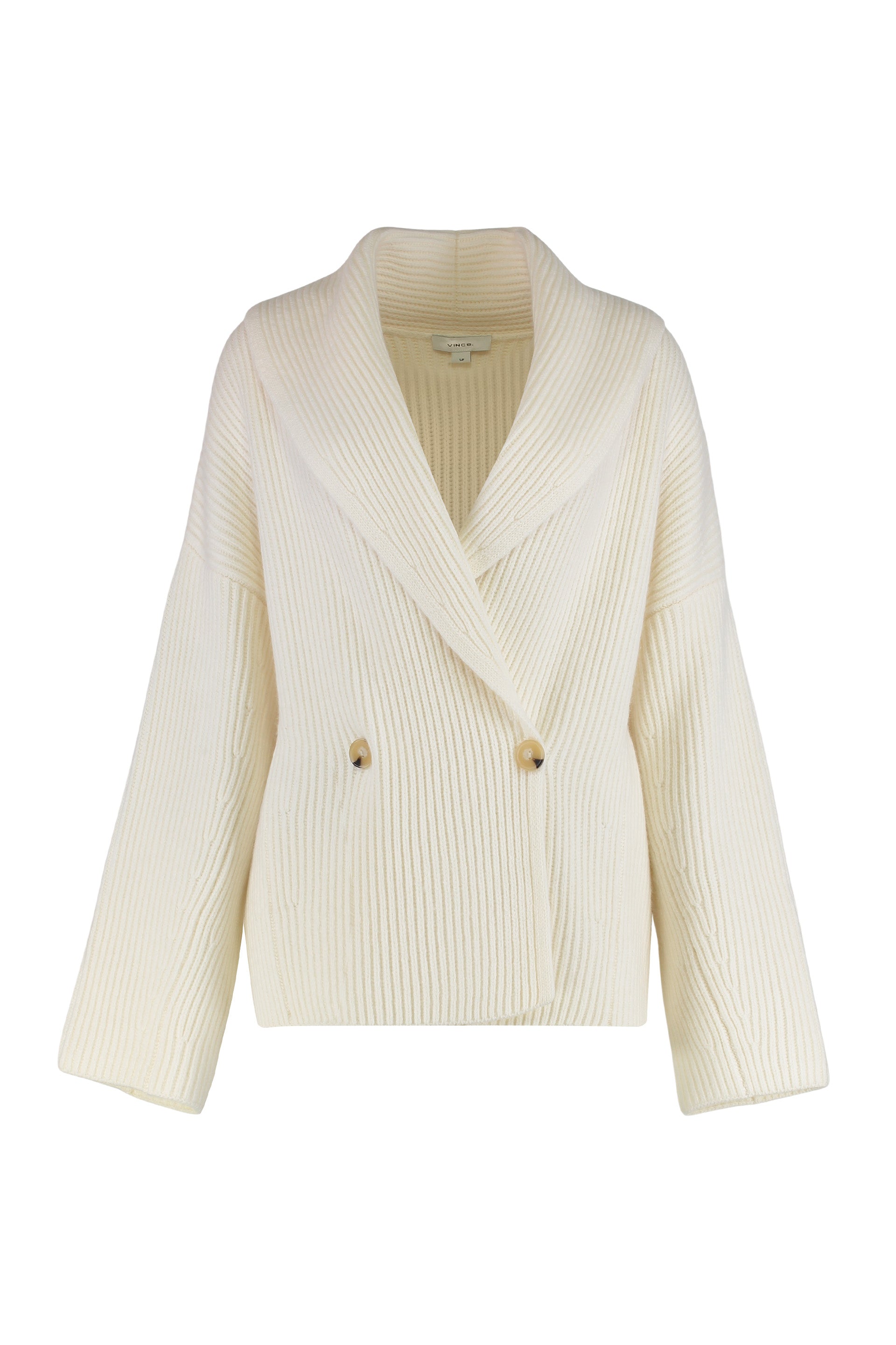 Vince Cappotto in maglia drappeggiata in misto lana