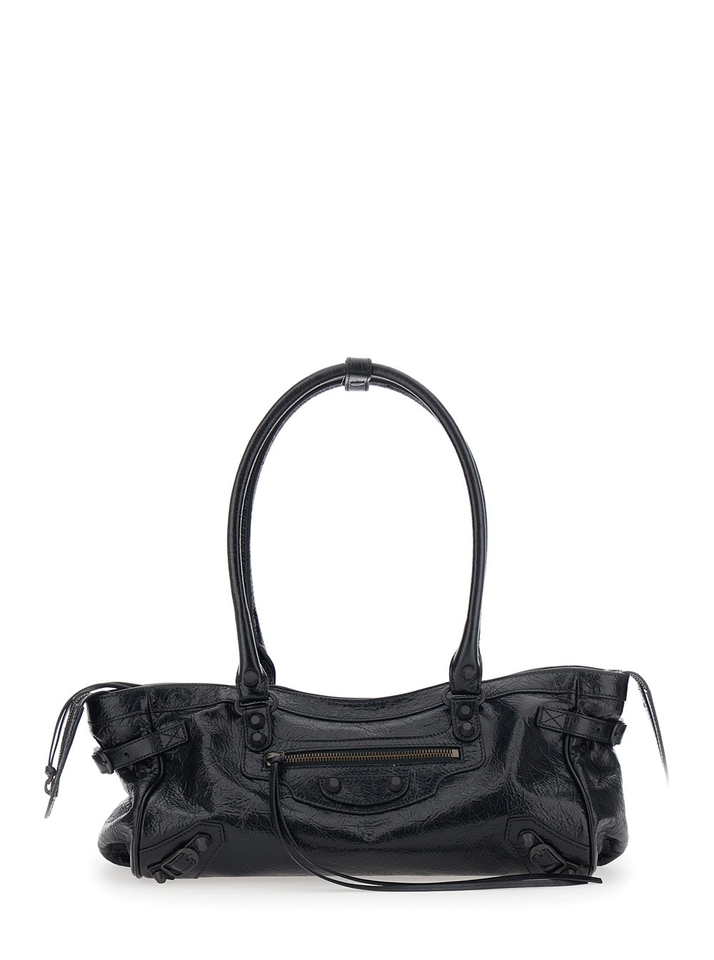 Balenciaga Borsa a Spalla 'Le City East West' con Due Manici Superiori e Chiusura con Zip in Pelle Nera Donna