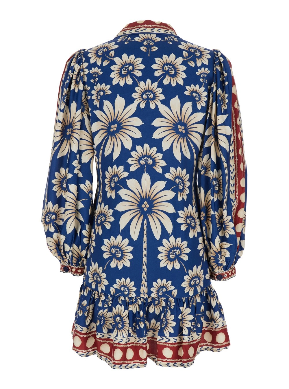 Farm rio Abito Midi 'Luna' con Scollo a V e Motivo Floreale All-Over in Viscosa Blu Donna, view 2