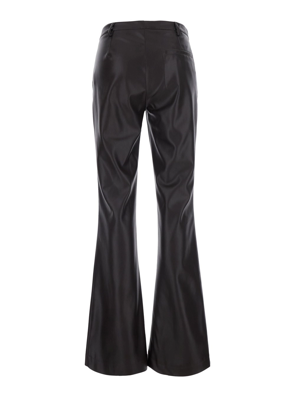 Leplain Pantaloni con passanti e taschino sul retro in ecopelle marroni per donna, view 2