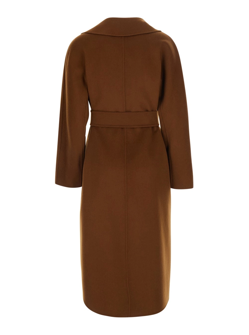 Max Mara Studio Cappotto con Revers Classici Ampi e Chiusura con Cintura sul Fronte in Misto Lana e Cashmere Marrone Donna, view 2