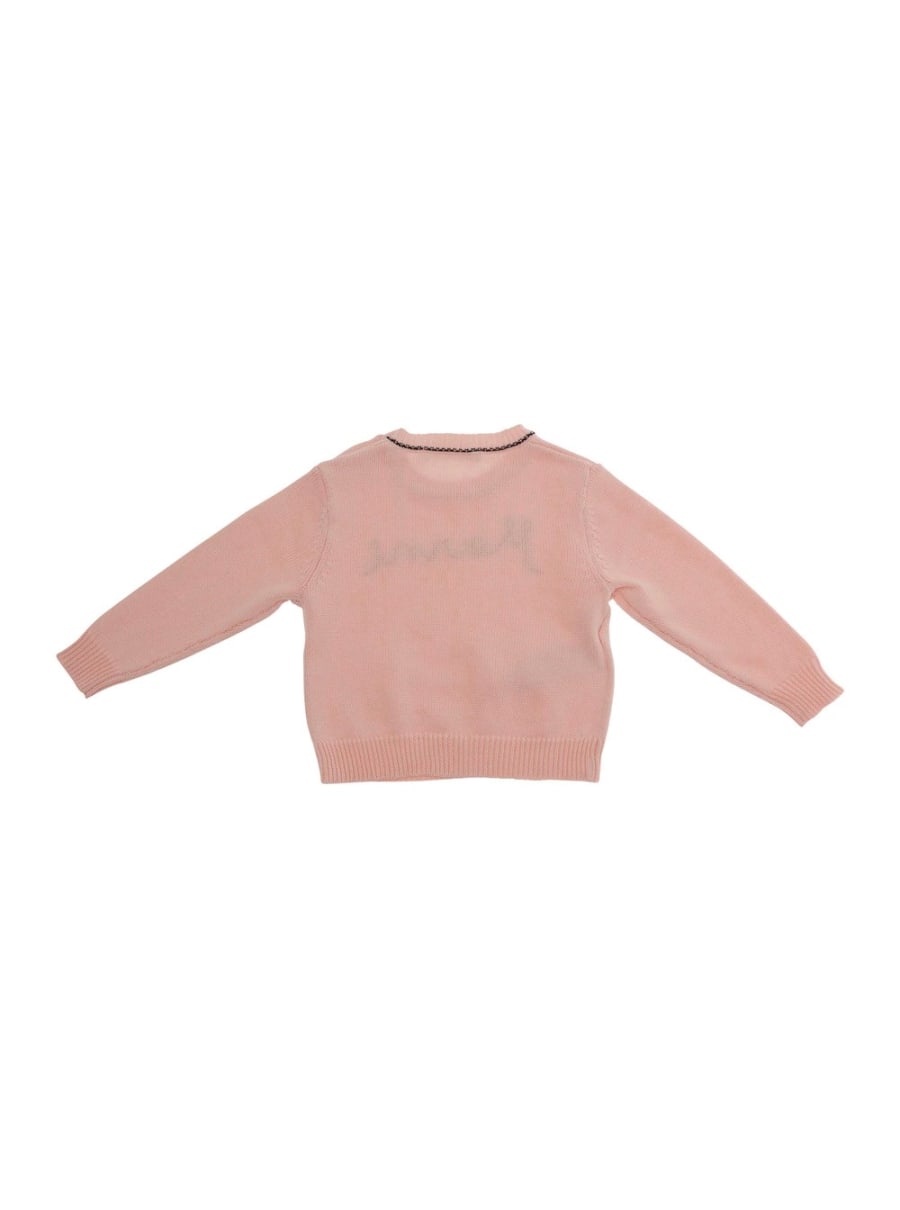 Marni kids Maglione Girocollo con Ricamo Logo Lettering sul Fronte in Cotone Rosa Baby, view 2