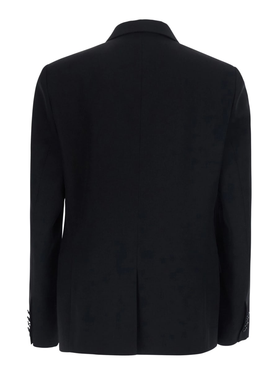 Balenciaga Giacca Doppiopetto con Revers a Lancia in Lana Nera Uomo, view 2
