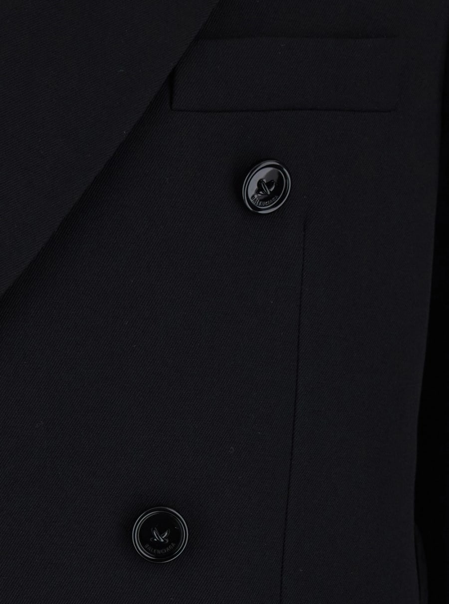 Balenciaga Giacca Doppiopetto con Revers a Lancia in Lana Nera Uomo, view 3