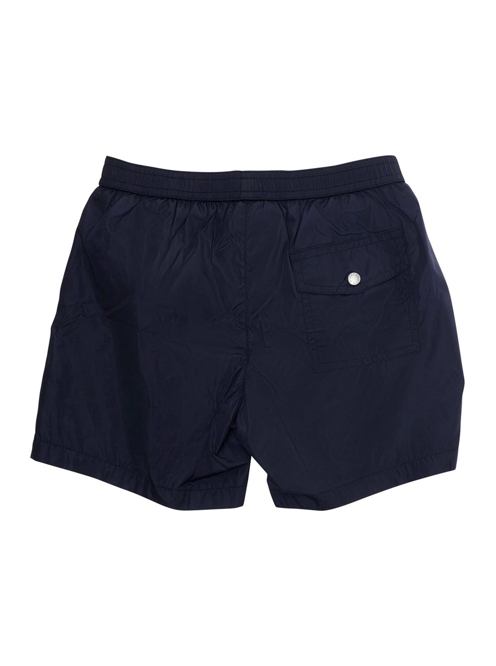 Moncler kids Costume da bagno con patch logo sul fronte e dettagli a righe sul lato in tessuto tecnico blu bambino, view 2