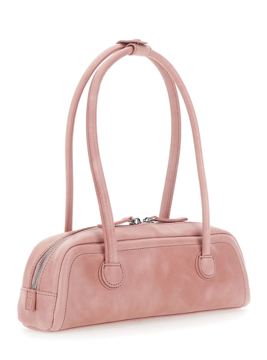 Margesherwood Borsa a Spalla 'Soft Boston Mini' con Due Manici Superiori e Logo Lettering sul Fronte in pelle rosa Donna, view 3