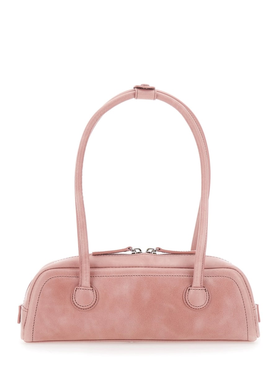 Margesherwood Borsa a Spalla 'Soft Boston Mini' con Due Manici Superiori e Logo Lettering sul Fronte in pelle rosa Donna, view 4