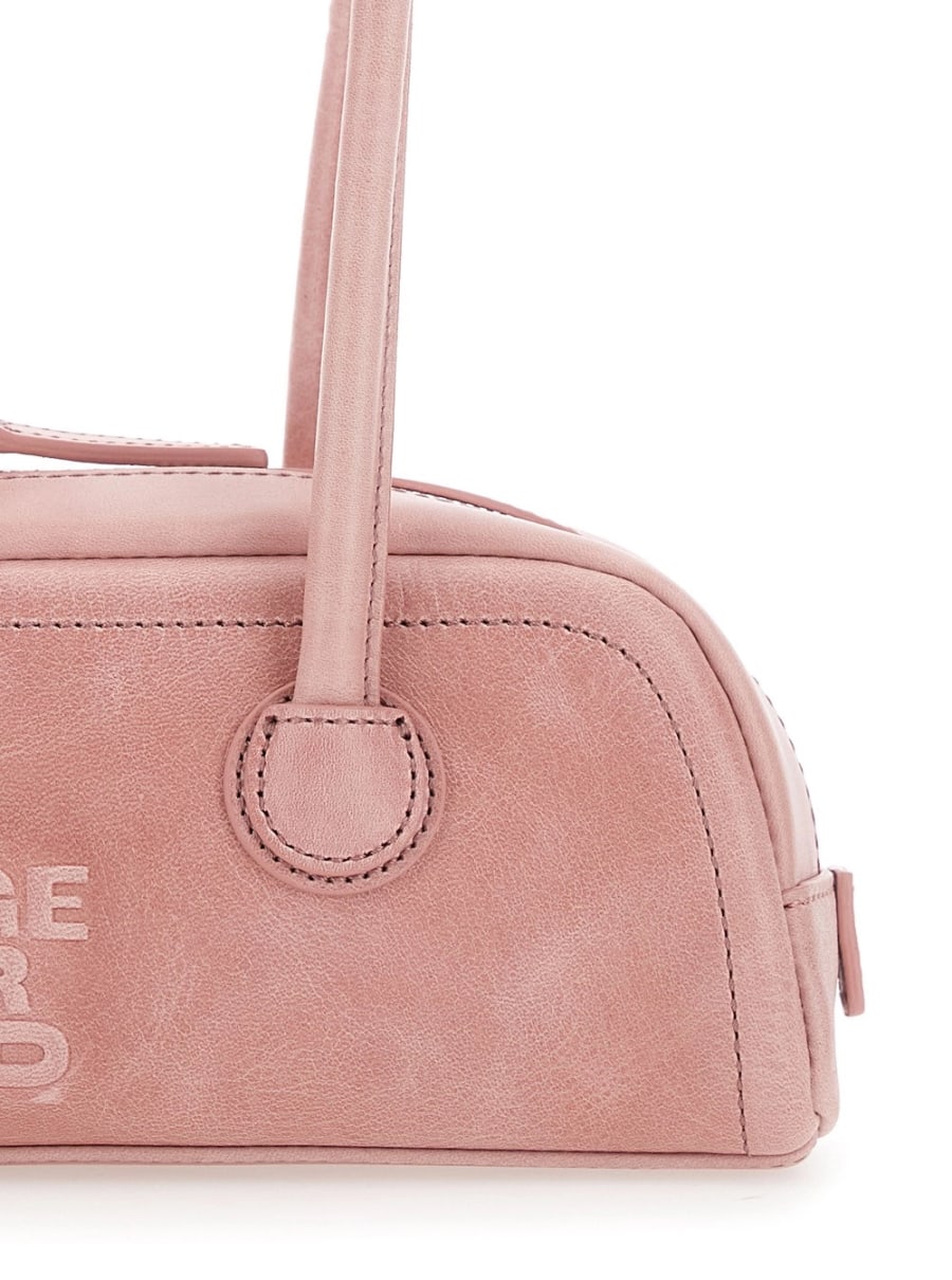 Margesherwood Borsa a Spalla 'Soft Boston Mini' con Due Manici Superiori e Logo Lettering sul Fronte in pelle rosa Donna, view 5