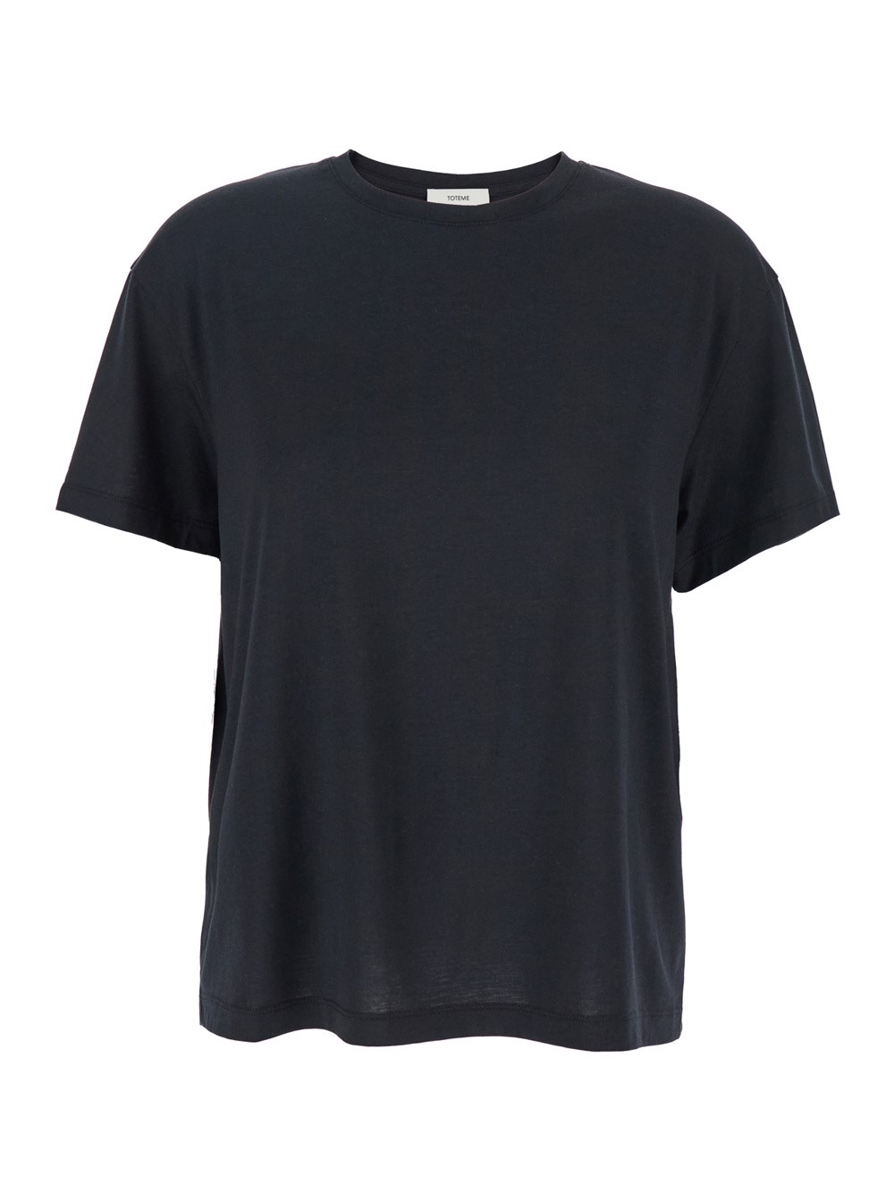 Toteme T-Shirt 'Classic' Girocollo in Misto Cotone Nera Donna