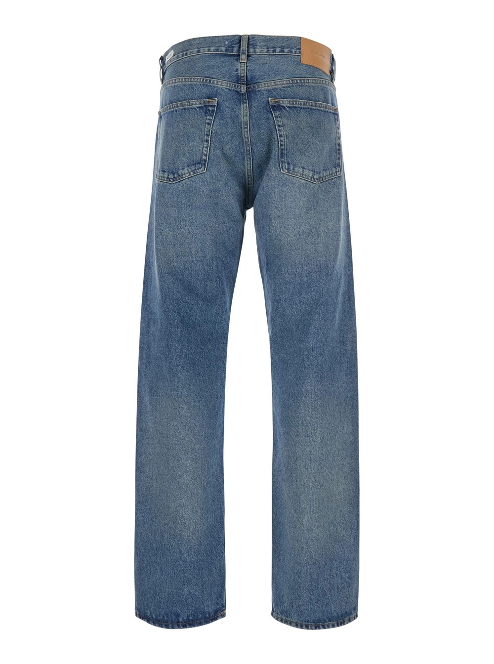 Sunflower Jeans a cinque tasche con patch logo sul retro in cotone blu uomo, view 2