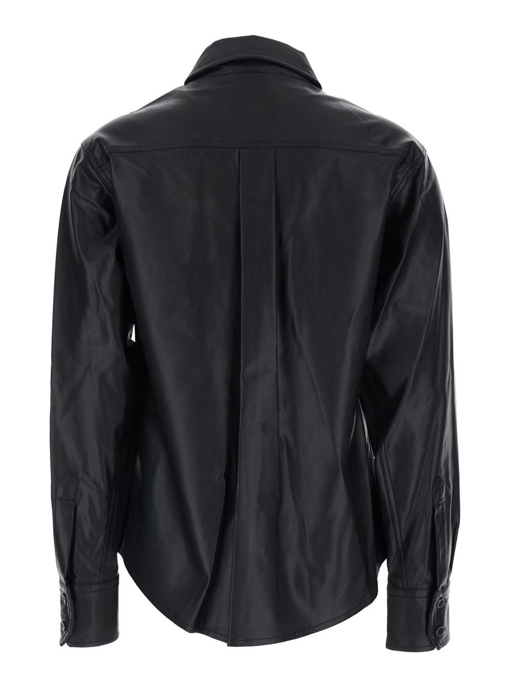 Marant etoile Camicia 'Noee' con Colletto Classico e Tasche Applicate sul Fronte in Ecopelle Nera Donna, view 2