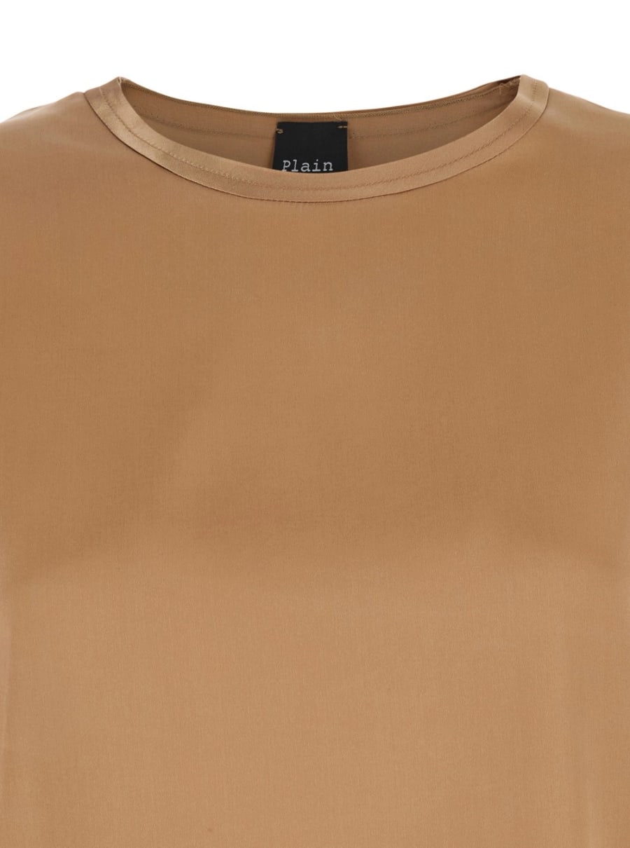 Leplain Blusa con Maniche Lunghe in Seta Marrone Donna, view 3
