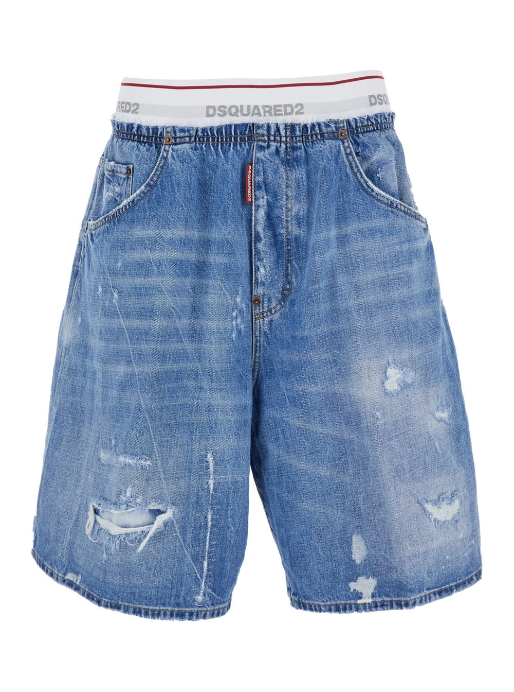 Dsquared2 Shorts con Vita con Elastico con Logo Lettering e Design a Cinque Tasche in Denim Blu Uomo
