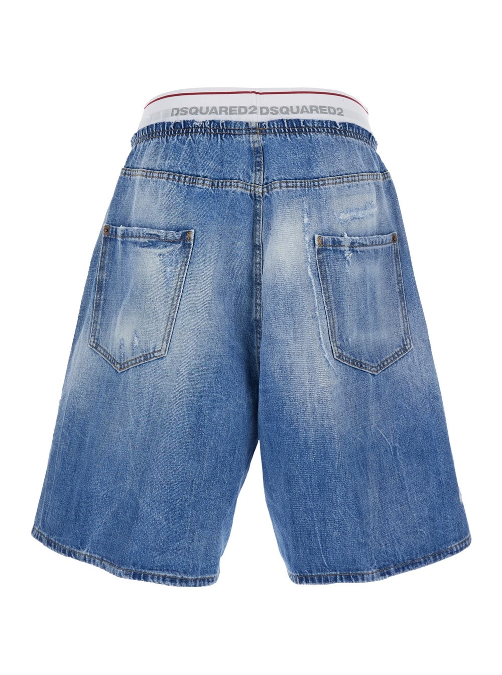 Dsquared2 Shorts con Vita con Elastico con Logo Lettering e Design a Cinque Tasche in Denim Blu Uomo, view 2