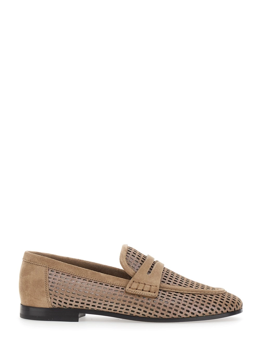 Brunello Cucinelli Mocassini 'Slip-On' con Design Traforato in Pelle Beige Donna