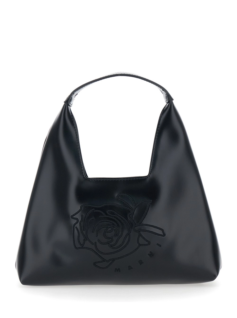 Marni kids Borsa a tracolla con manico superiore e maxi logo in ecopelle nera bambina