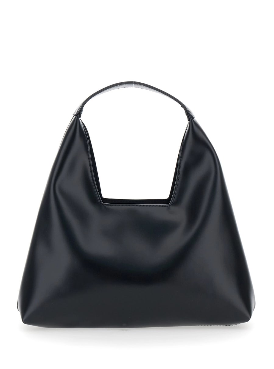 Marni kids Borsa a tracolla con manico superiore e maxi logo in ecopelle nera bambina, view 4