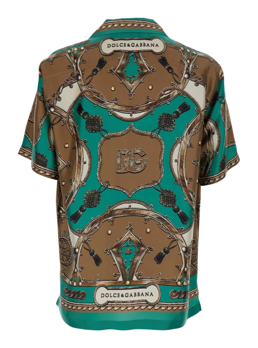 Dolce & Gabbana Camicia Bowling con Colletto alla Cubana e Stampa Floreale All-Over in Seta Multicolor Uomo, view 2