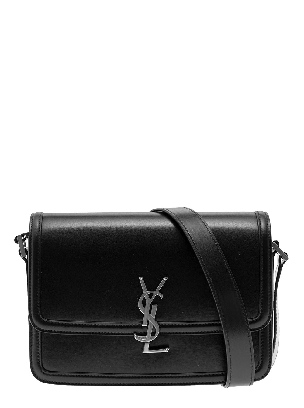 Saint Laurent Borsa Messenger 'Cassandre' con Dettaglio Cassandre in Pelle Liscia Nera Uomo