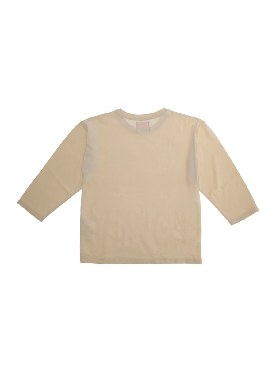 Morning mess therapy kids T-Shirt 'Ciro' a Maniche Lunghe Girocollo con Tasca Applicata e Ricamo sul Fronte in Cotone Bianca Bambina, view 2