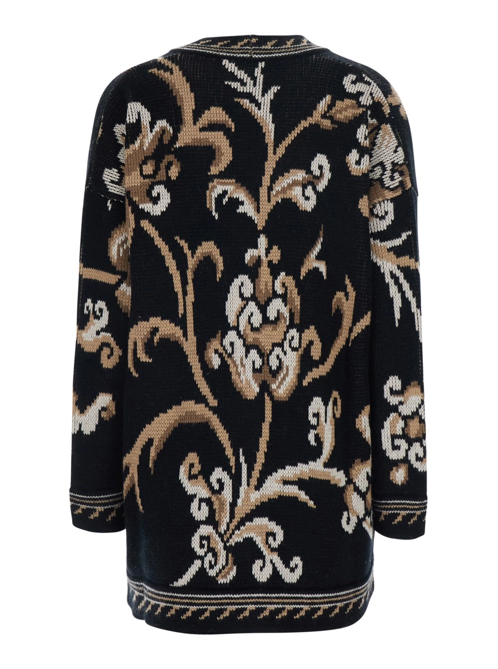 Etro Cardigan con ricamo all-over e scollo a V in lana nero donna, view 2