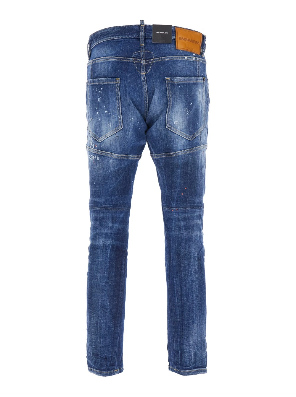 Dsquared2 Jeans 'Tidy Biker' con Decorazione con vernice su Fronte e Retro e Patch Logo sul Retro in Denim Blu Uomo, view 2