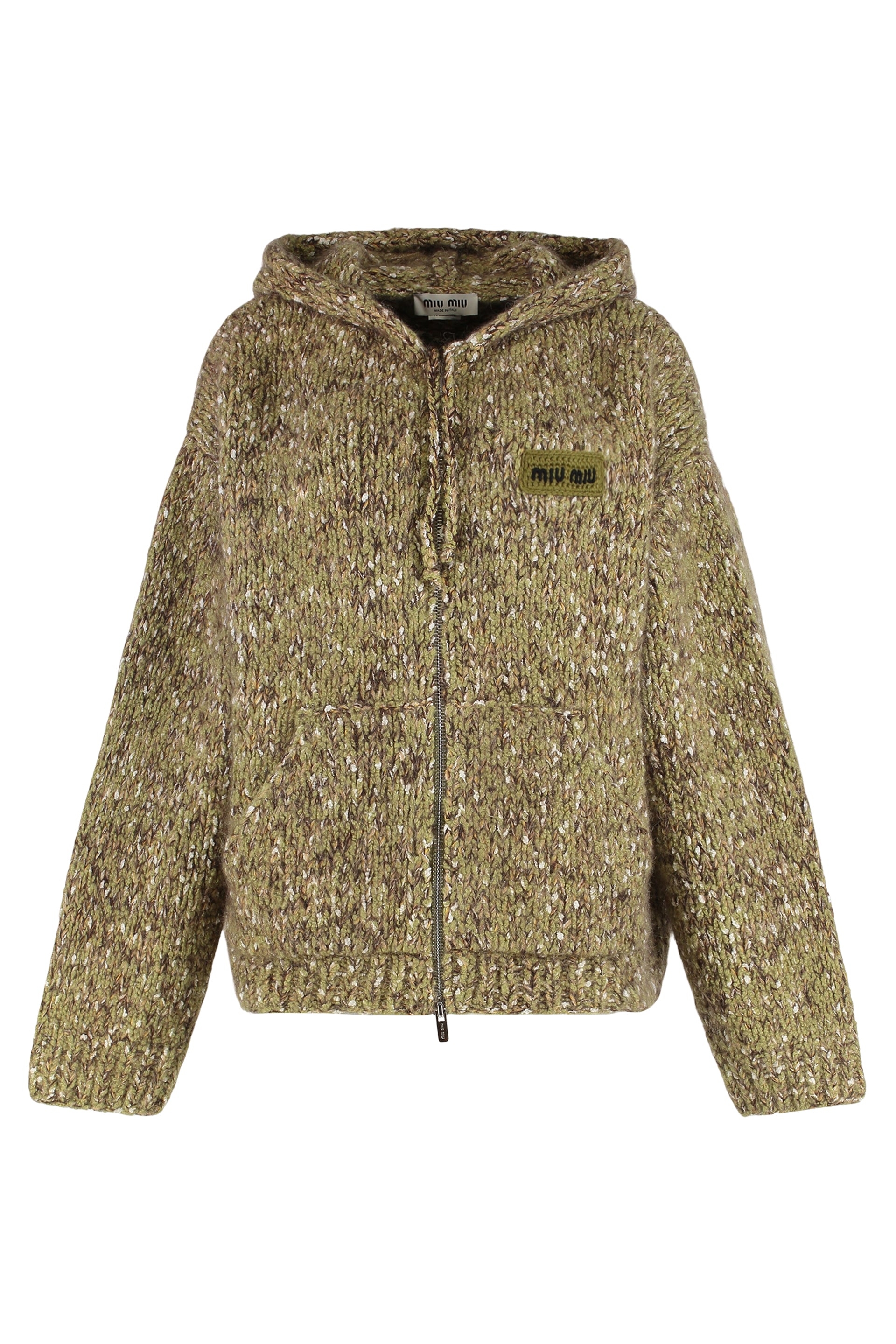 Miu Miu Felpa in maglia con zip e cappuccio
